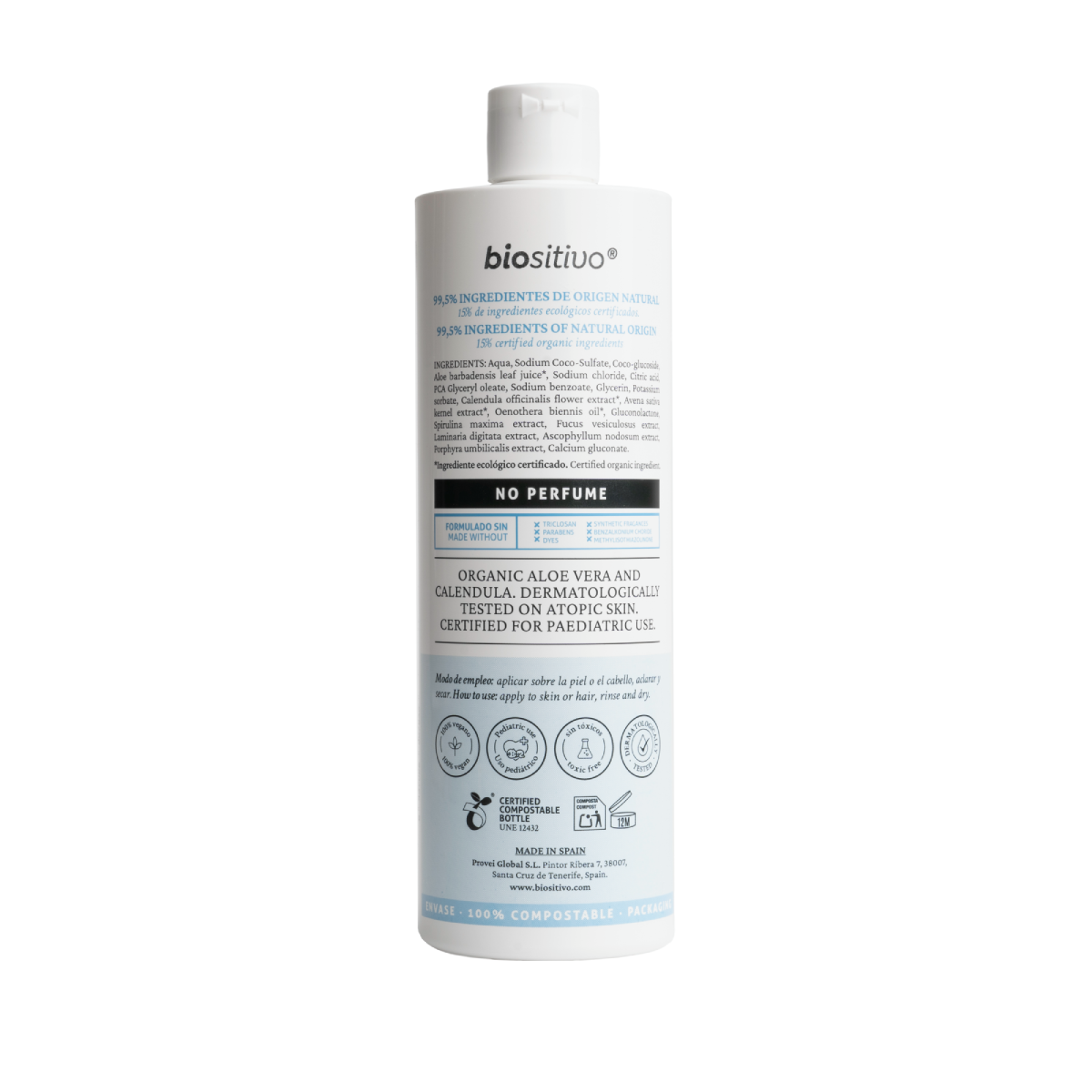 Pack 6x Gel de baño y Champú Bebés, Biositivo, 500ml