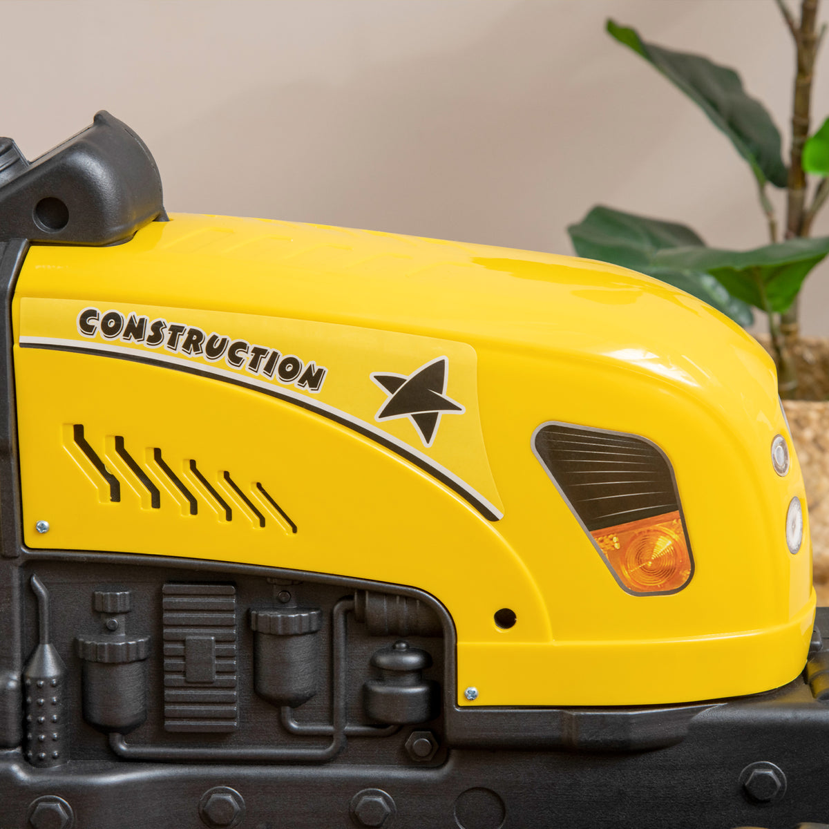 Tractor Infantil Homcom Pp, Pvc, Metal Amarillo 133x42x51 Cm_4