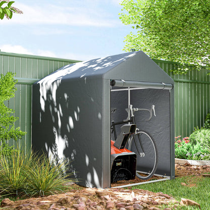 Carpa Para Herramientas Outsunny Metal Galvanizado, Pe Gris Oscuro 120x179x165 Cm_1