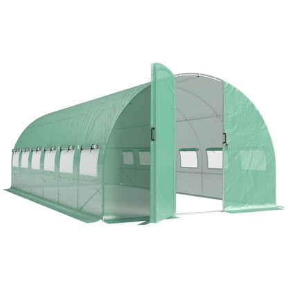 Invernadero De Túnel Outsunny Acero Galvanizado, Pe Verde 597x295x200 Cm_0