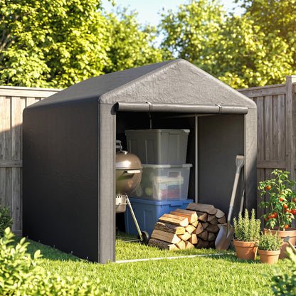 Carpa Para Herramientas Outsunny Metal Galvanizado, Pe Gris Oscuro 160x218x172 Cm_3