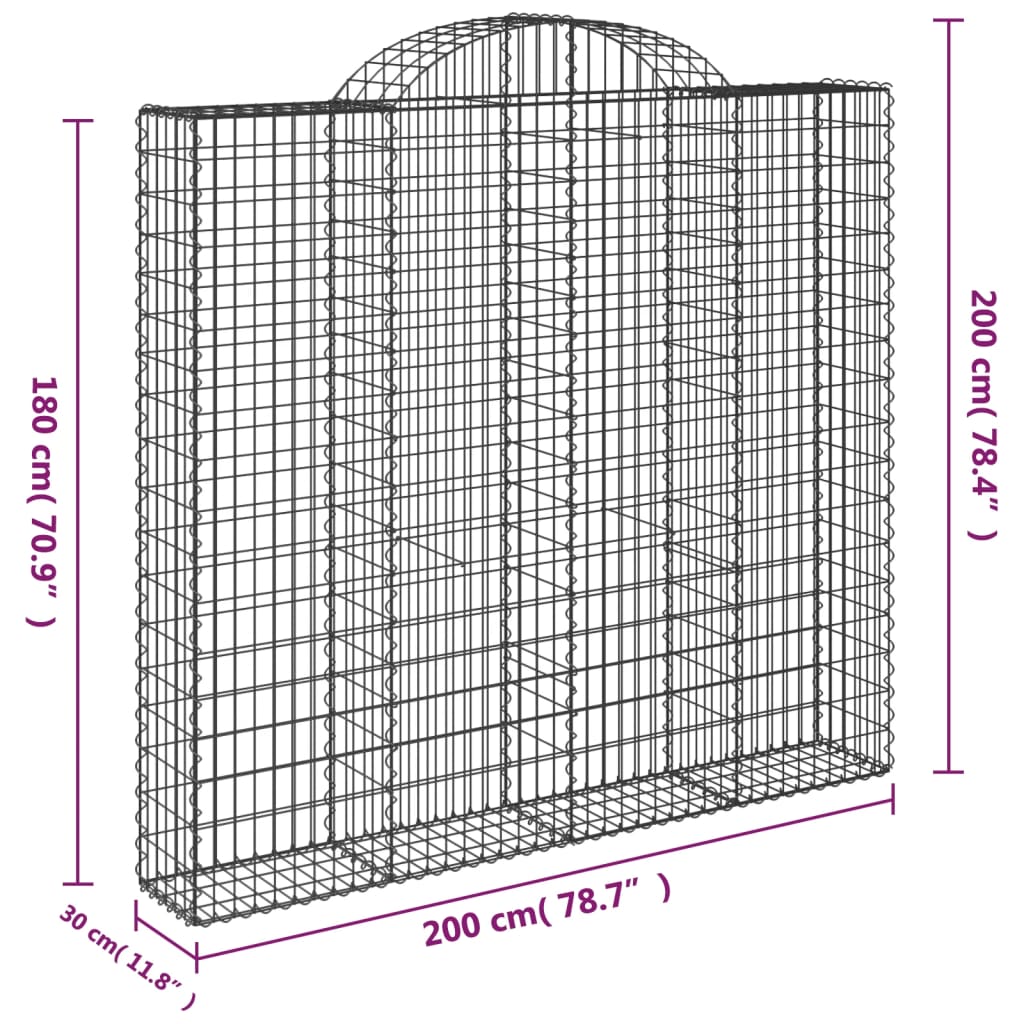 Cestas De Gaviones 3 Uds Forma De Arco Hierro 200x30x180/200 Cm_5