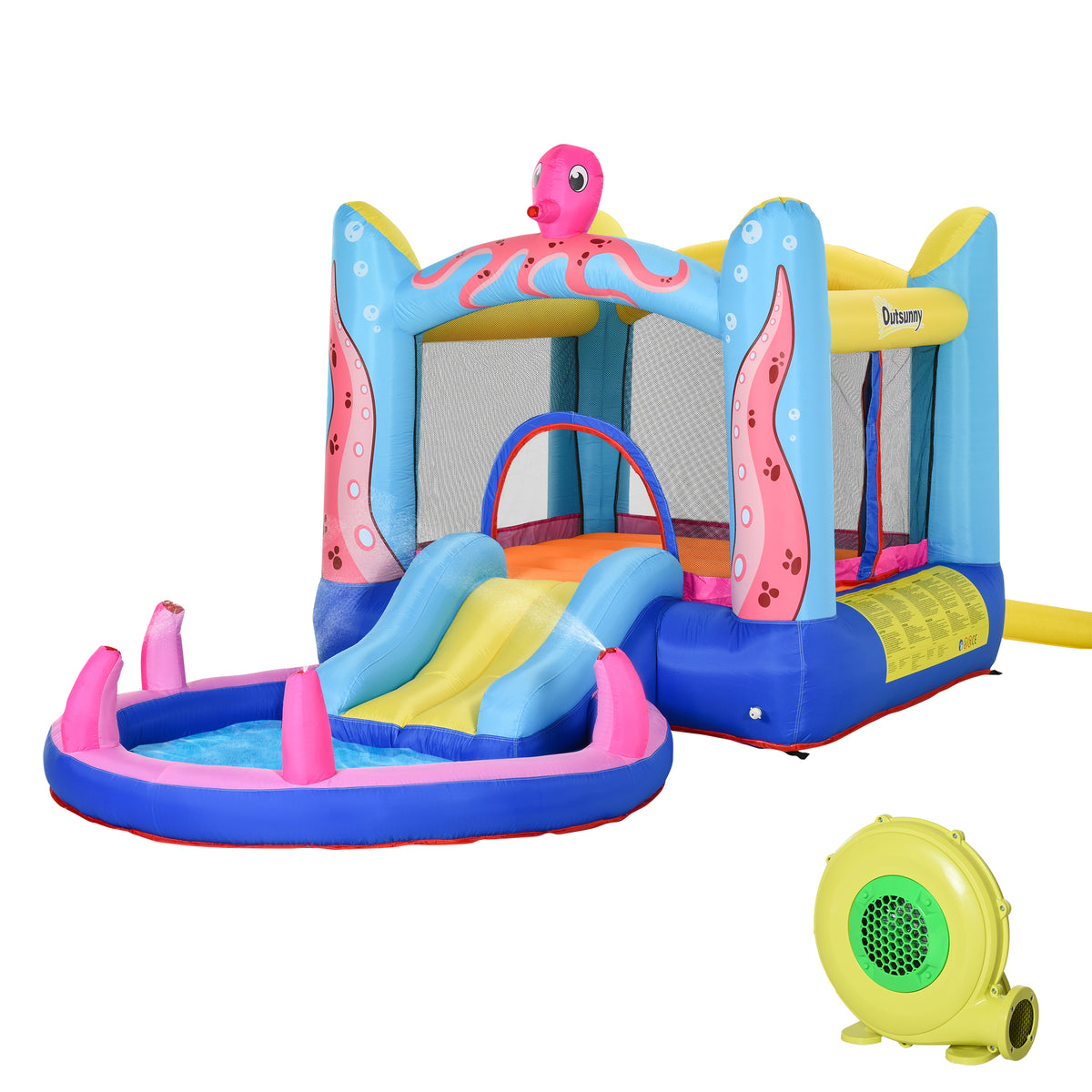 Castillo Inflable Infantil Outsunny Tela Oxford, Poliéster Multicolor 360x175x180 Cm_0