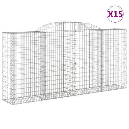 Cestas Gaviones 15 Uds Forma De Arco Hierro 300x50x140/160 Cm_0