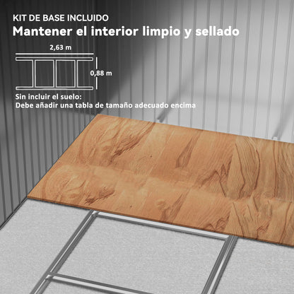 Caseta De Jardín Outsunny Acero Galvanizado Marrón 277x195x192 Cm_5