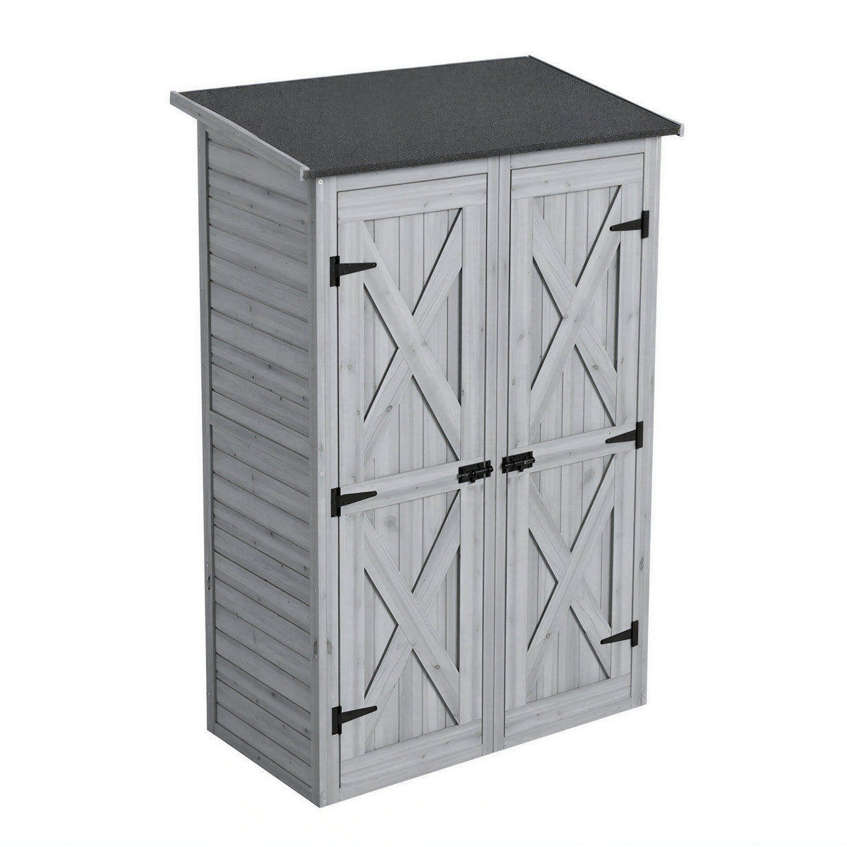 Armario De Jardín Outsunny Madera De Abeto Gris 115x53x156 Cm_5