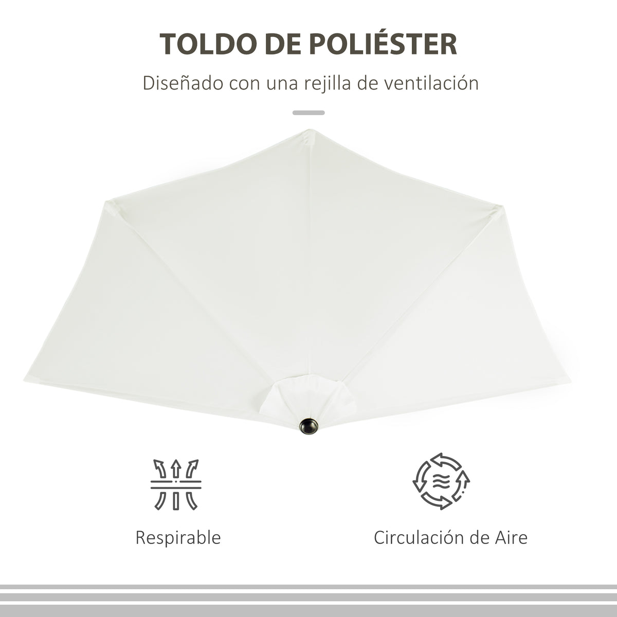 Sombrilla De Jardín Outsunny Metal, Poliéster Crema 269x138x236 Cm_5