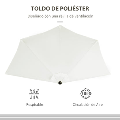 Sombrilla De Jardín Outsunny Metal, Poliéster Crema 269x138x236 Cm_5