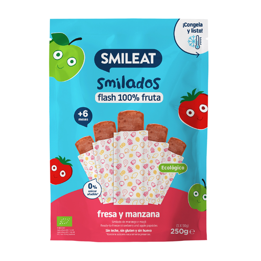 Smilado de Fresa y Manzana ECO, helado flas infantil 100% fruta SMILEAT 250 g