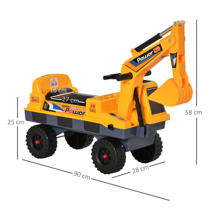 Tractor Sin Pedales Infantil Con Pala Homcom 90x28x58 Cm Amarillo_2