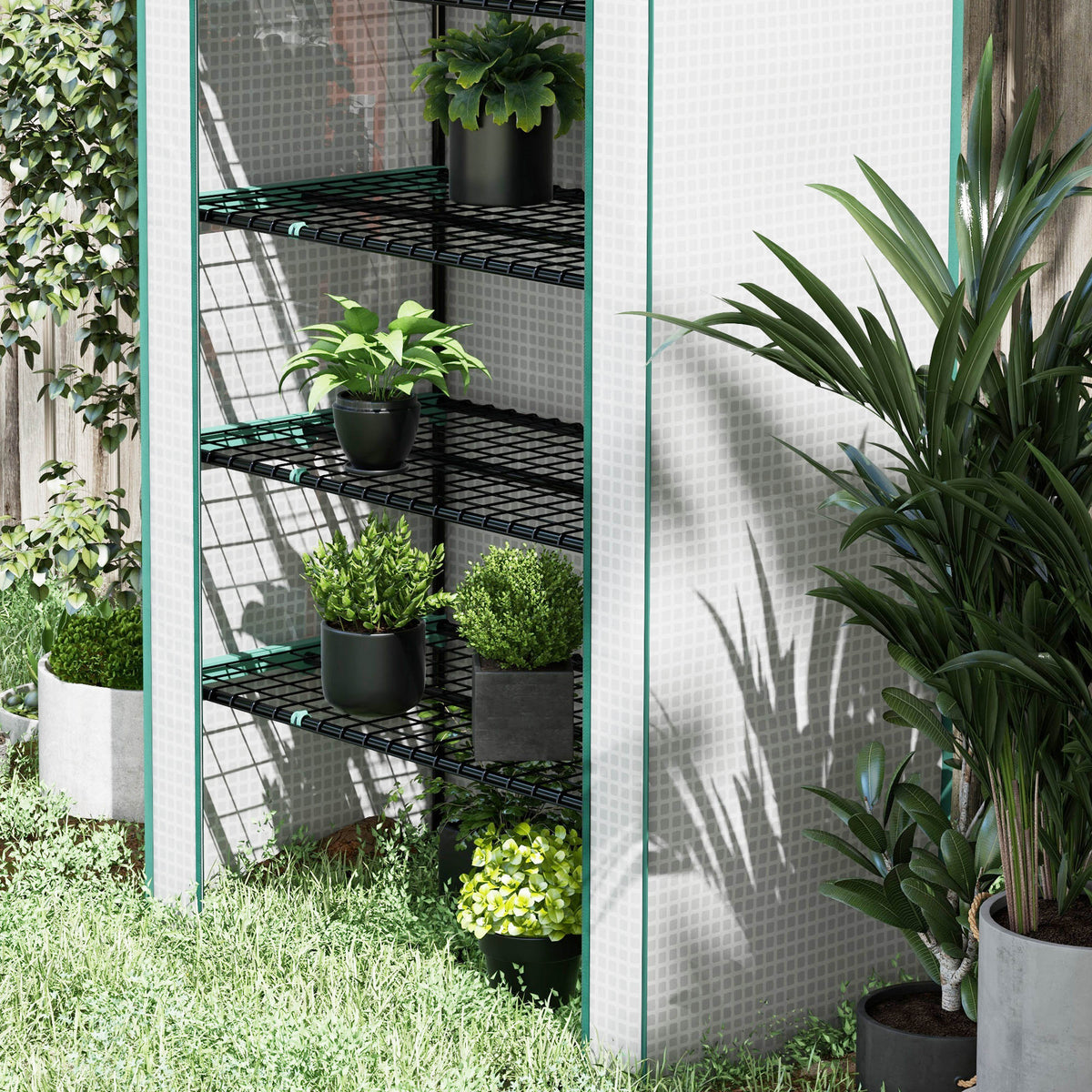 Invernadero De Jardín Outsunny Pe, Acero Blanco 90x49x193cm 845-937v00wt_3
