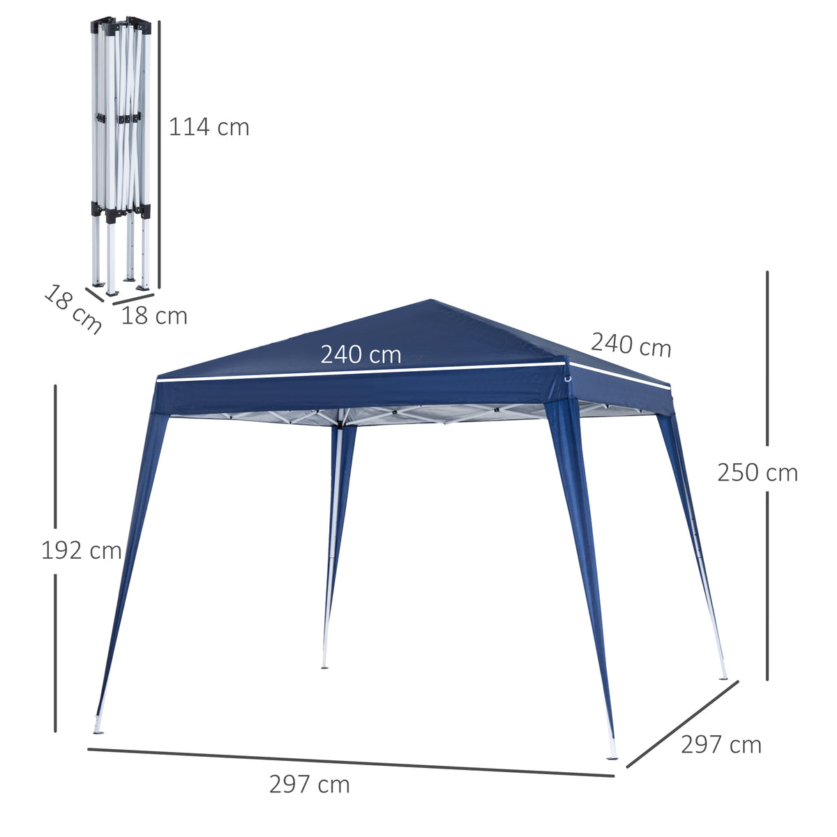 Carpa Plegable Outsunny Azul 240x240x250cm Tela Oxford Acero_2