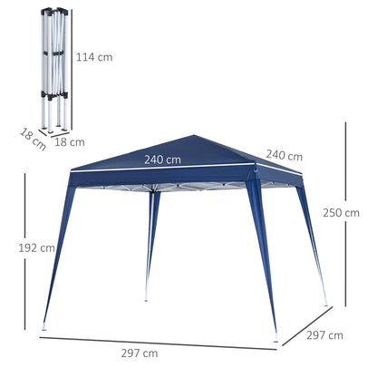 Carpa Plegable Outsunny Azul 240x240x250cm Tela Oxford Acero_2