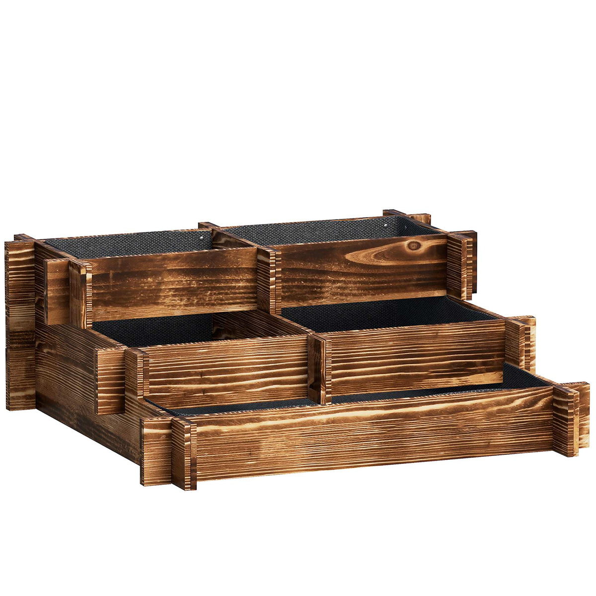 Jardinera Outsunny Madera De Abeto Carbonizado 93x93x35 Cm_0