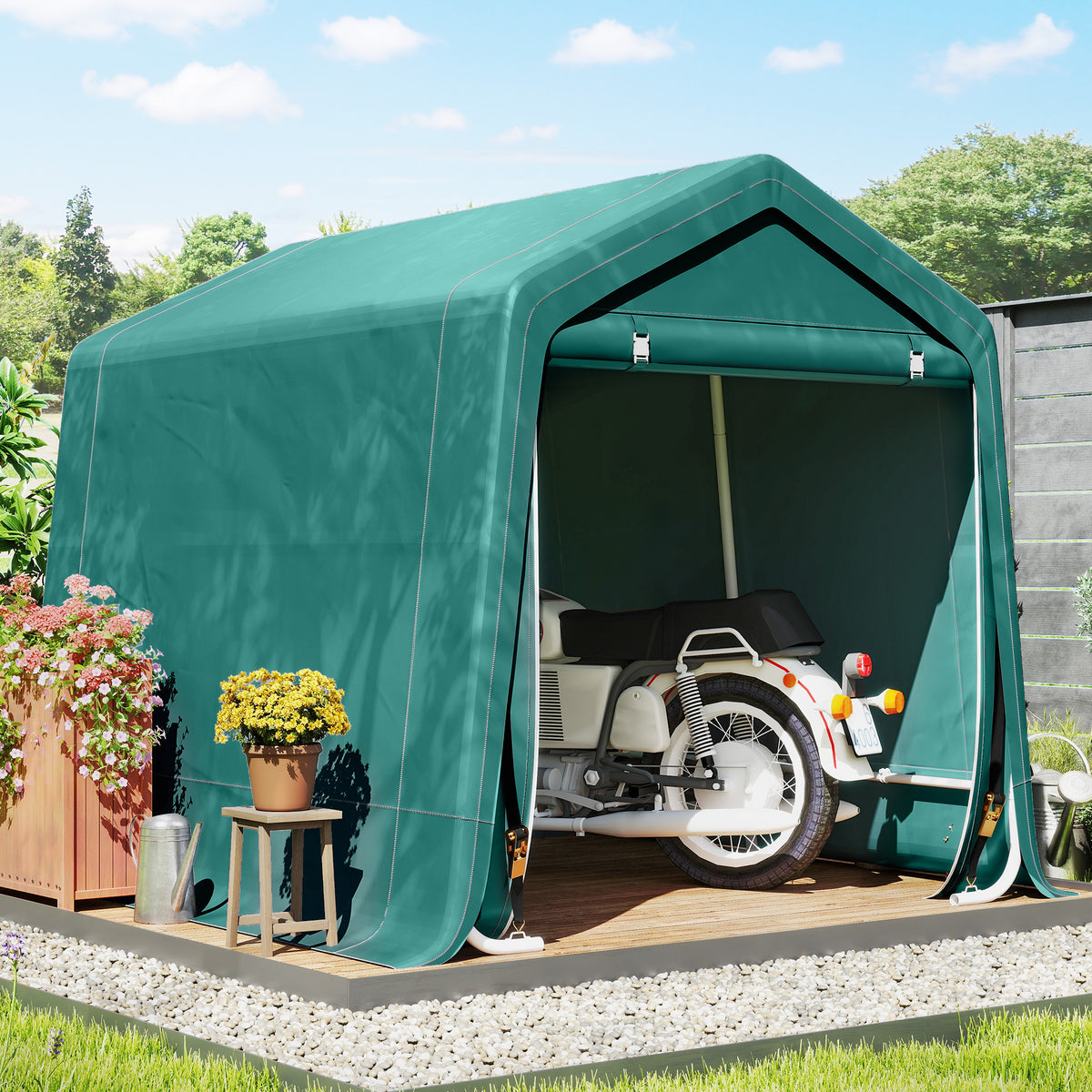 Carpa Para Herramientas Outsunny Pe, Metal Verde 240x200x202 Cm_1