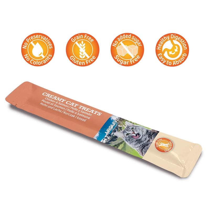 Creamy Cat Treats Snack cremoso de Pollo y Salmón Arquivet 5x14 g