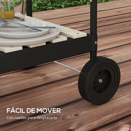 Barbacoa De Carbón Outsunny Metal, Madera De Pino Rojo 103x47x95 Cm_3