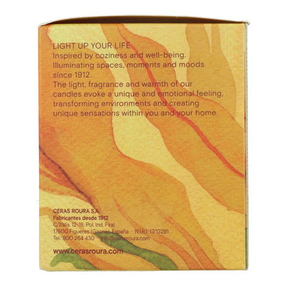Vela perfumada vainilla y tonka en vaso rayado amarillo 9x8 cm Roura