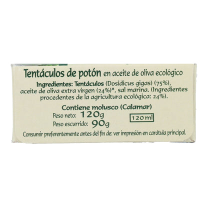 Tentáculos de potón del pacífico en aceite de oliva ecológico en Lata Pan do Mar 120g