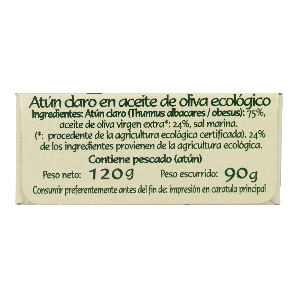 Atún claro en aceite de oliva ecológico en Lata Pan do Mar 120g