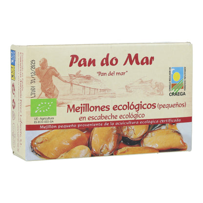 Mejillones ecológicos en escabeche ecológico (20/25 ud) en Lata Pan do Mar 115g