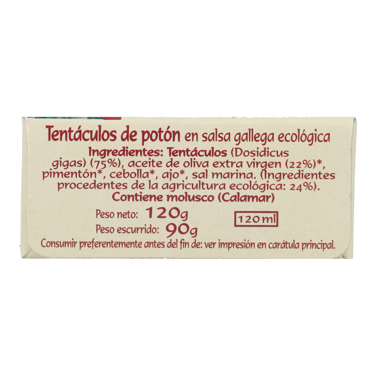 Tentáculos de potón del pacífico en salsa gallega ecológica en Lata Pan do Mar 120g