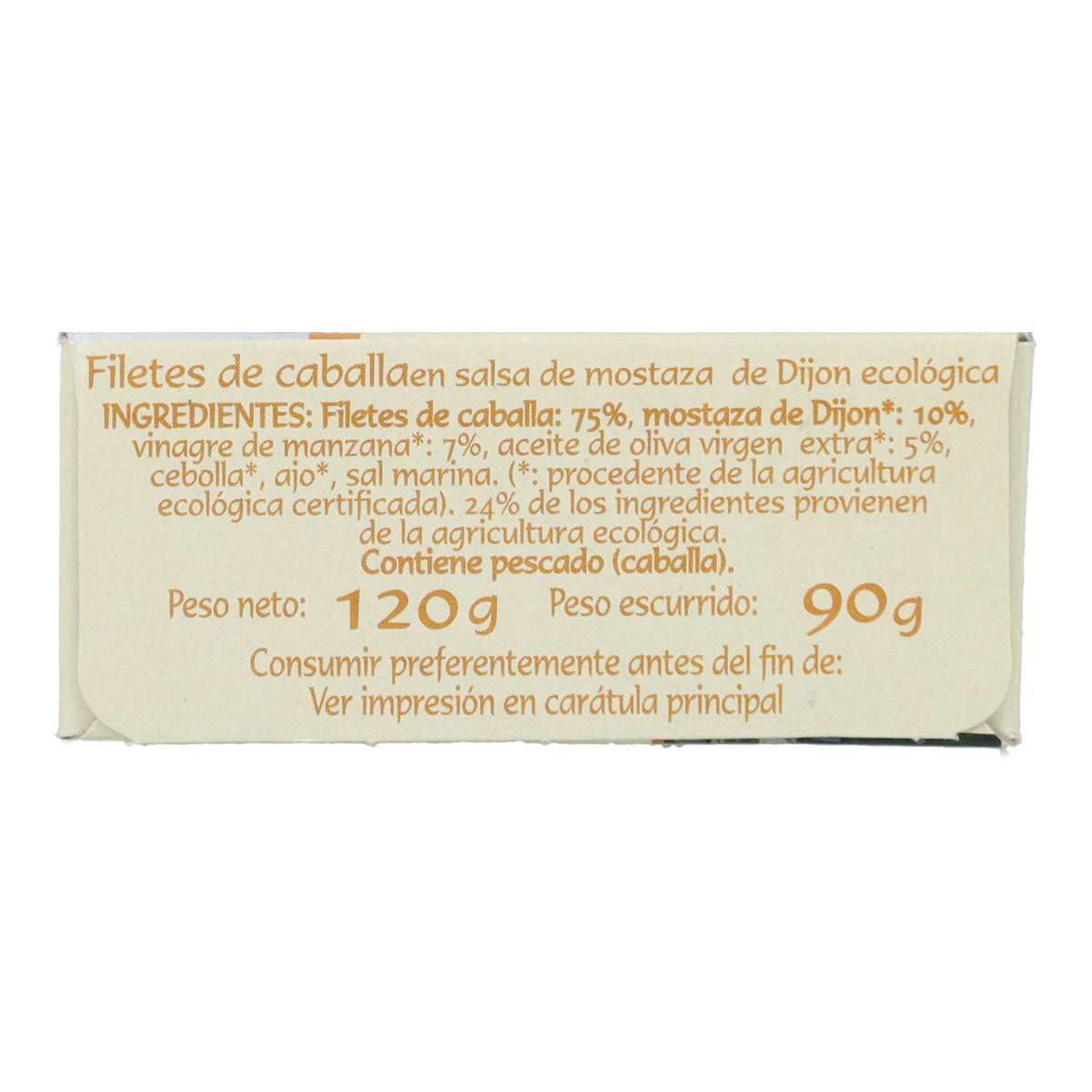 Filetes caballa en salsa mostaza de Dijón ecológica en Lata Pan do Mar  120g
