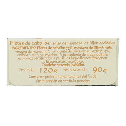 Filetes caballa en salsa mostaza de Dijón ecológica en Lata Pan do Mar  120g