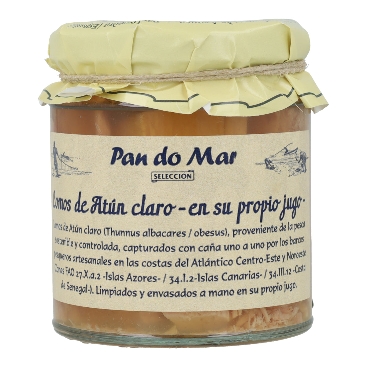Lomos de Atún Claro en su propio jugo en Vidrio Pan do Mar 220g