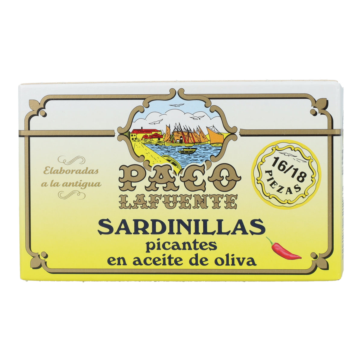 Sardinillas Picantes en Aceite de Oliva Paco Lafuente 125 g (16/18 pza)