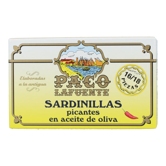 Sardinillas Picantes en Aceite de Oliva Paco Lafuente 125 g (16/18 pza)
