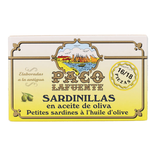 Sardinillas en aceite de oliva 16-18 piezas lata 85 g Paco Lafuente
