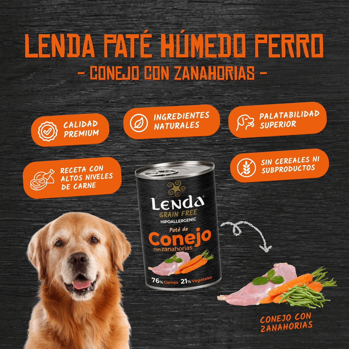 Paté para Perros de Conejo Grain Free Lenda 400 g