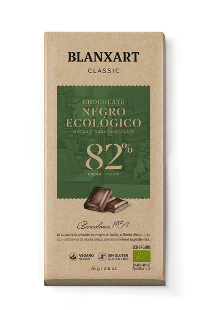 Chocolate Negro 82% Vegano Sin gluten ECO Blanxart 75 g
