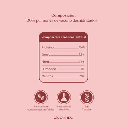 Snack Pulmones de Ternera para Perros Snack Natural 150 g dr.bimix