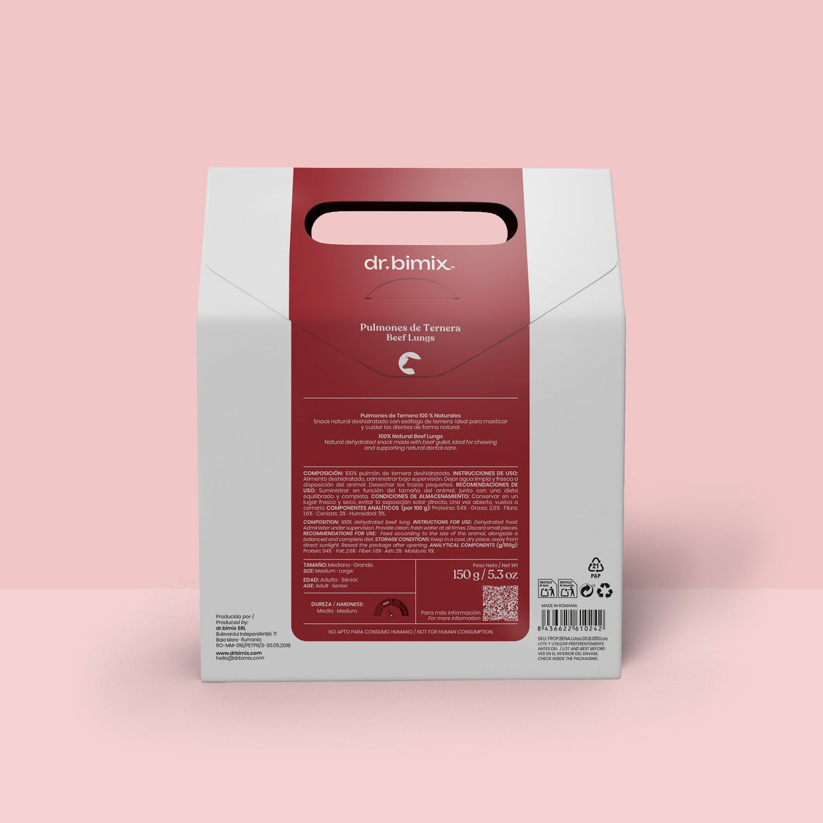 Snack Pulmones de Ternera para Perros Snack Natural 150 g dr.bimix