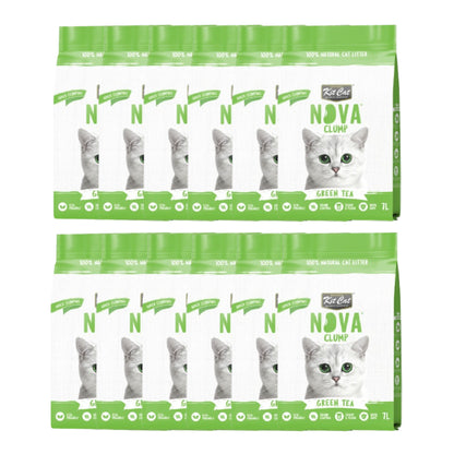 Pack 12 Kit Cat Arena Eco Nova Clump - Green Tea 7 L Arena para gatos - Fresco y Herbal
