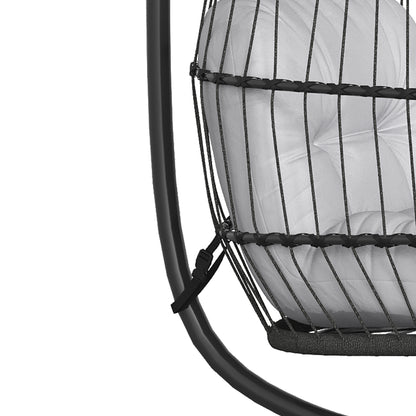 Silla Colgante Ratán Outsunny Metal, Ratán Pe Gris Claro 101x105x196 Cm_5