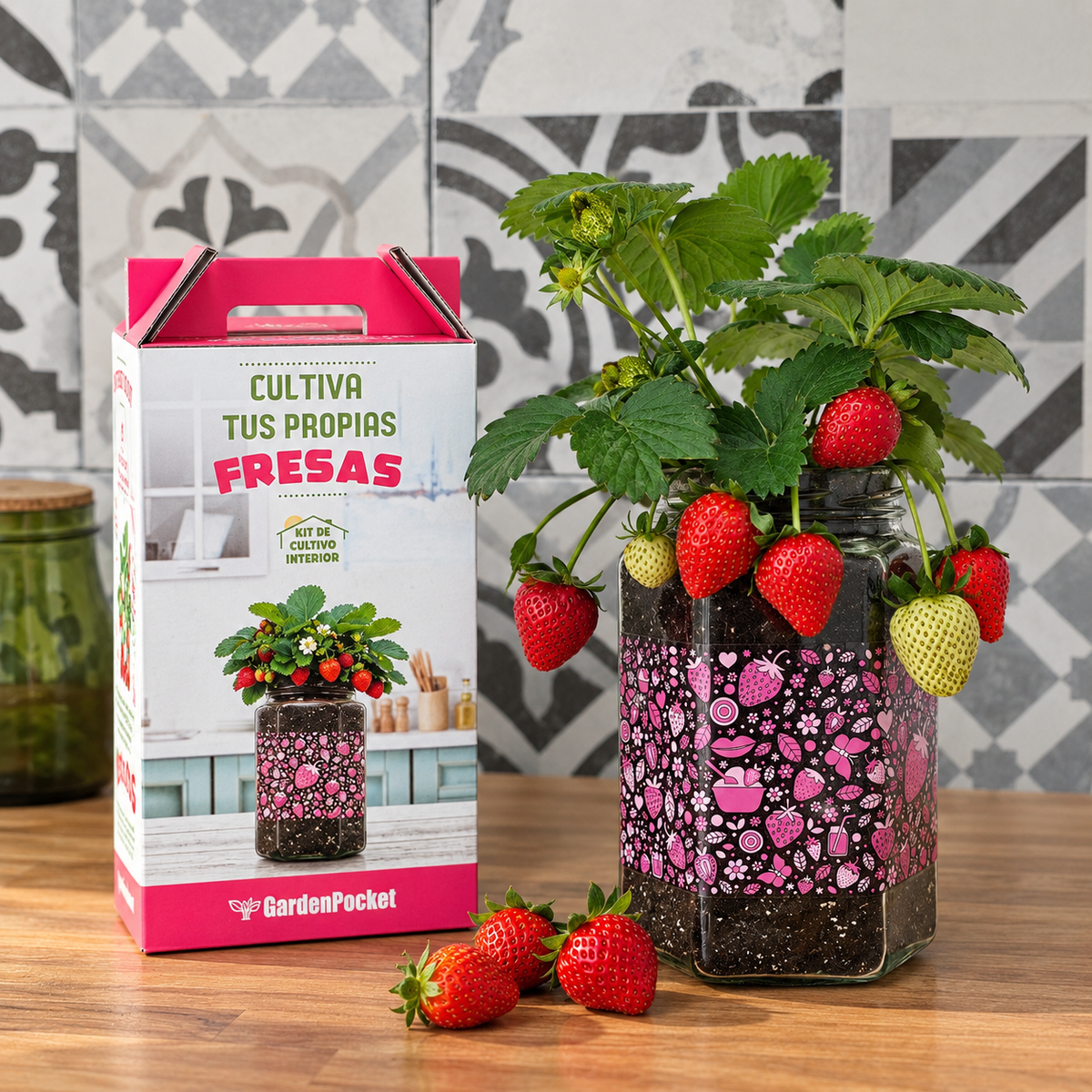 Kit cultivo interior fresas Garden Pocket