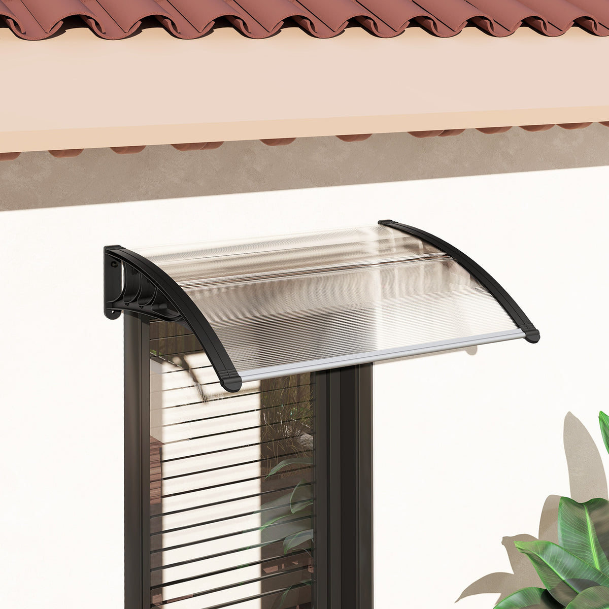 Tejadillo De Protección Outsunny Aleación De Aluminio, Pp Transparente 75x100x23 Cm_4