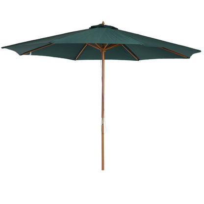 Parasol De Jardín Outsunny Verde Mástil De Madera Ø300x250 Cm_0
