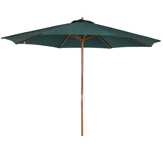 Parasol De Jardín Outsunny Verde Mástil De Madera Ø300x250 Cm_0