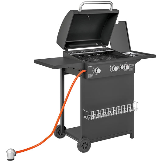 Barbacoa De Gas Outsunny Acero Negro 123x57x98 Cm 846-181v40bk_0