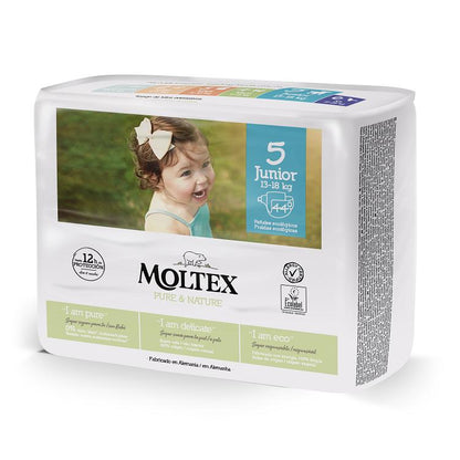 Pack ahorro Pañales T5 (13-18 kg) Moltex Pure &amp; Nature, 176 Uds