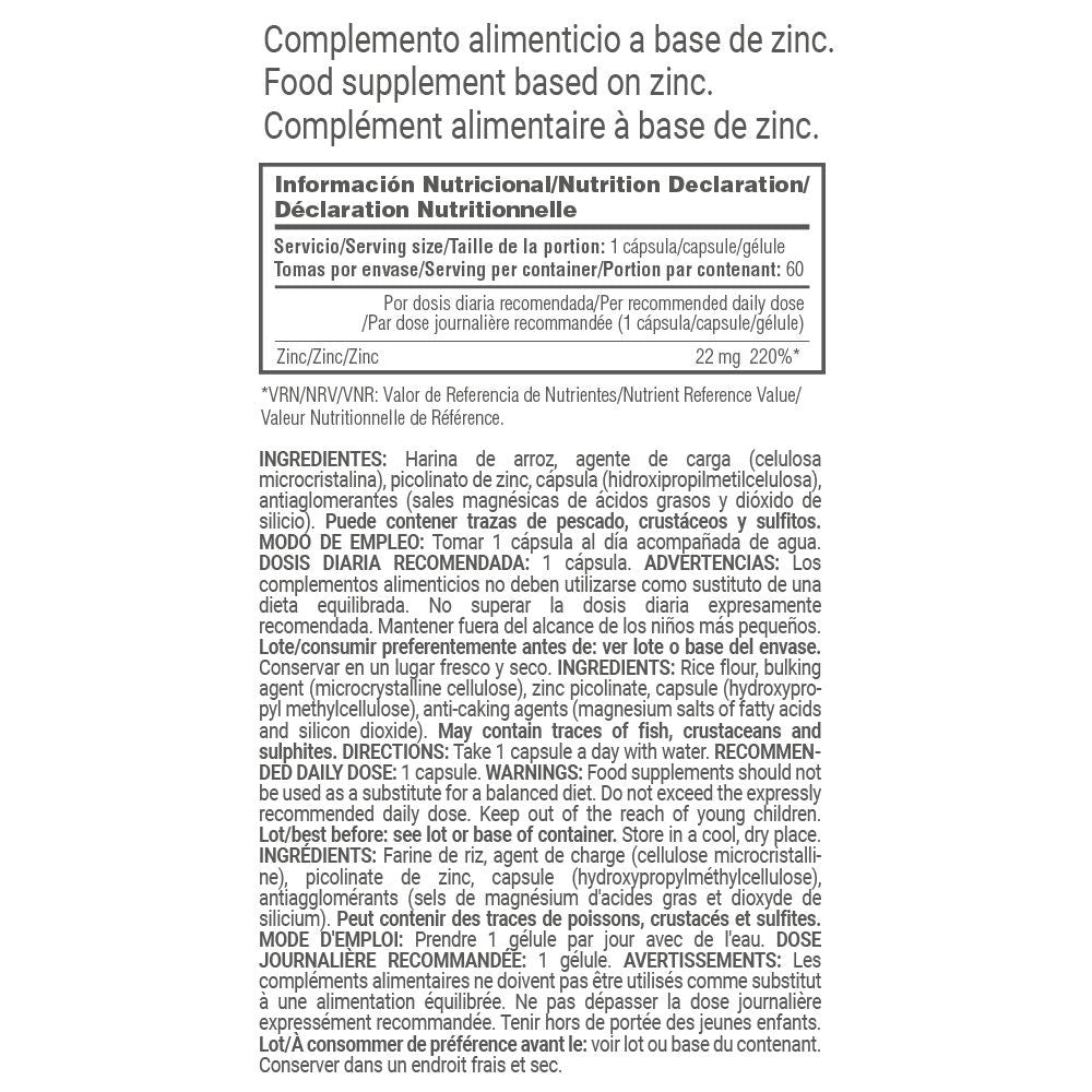 Picolinato De Zinc 22mg - 60 Cápsulas Vegetales - Zinc - Masmusculo_4