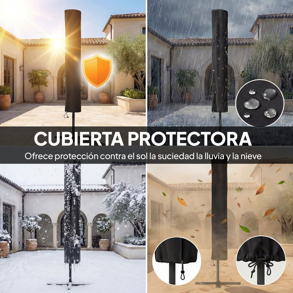 Sombrilla De Jardín Outsunny Poliéster, Metal Azul 289x198x248 Cm_4