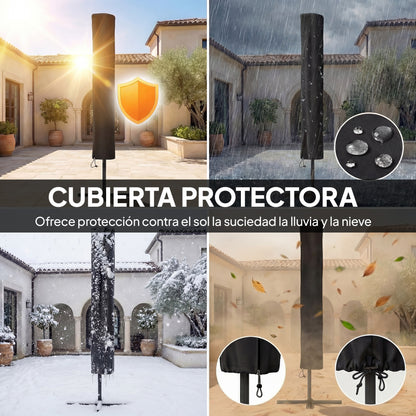 Sombrilla De Jardín Outsunny Poliéster, Metal Azul 289x198x248 Cm_4