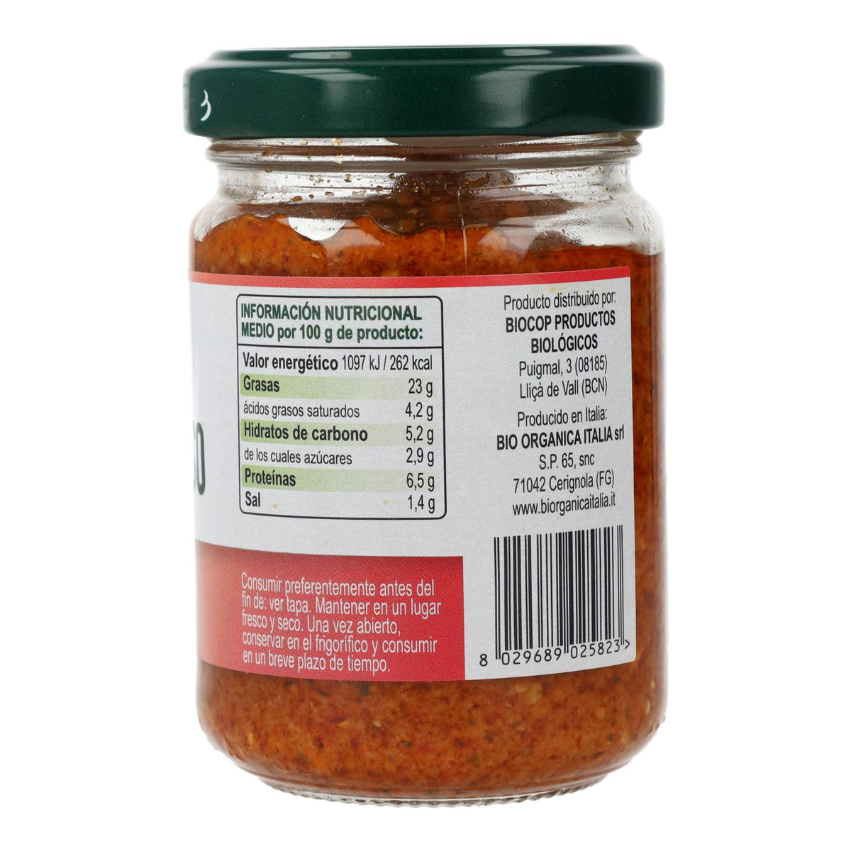 Pesto Rosso de Tomates Secos con Pecorino y Almendras Bio Demeter Organica Italia 130 gr