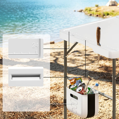 Mesa Limpieza Pescado Outsunny Hdpe, Metal Blanco 127x68.5x113 Cm_3