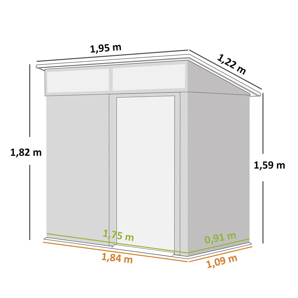Caseta De Jardín Outsunny Acero Galvanizado Gris Oscuro 195x122x182 Cm_2